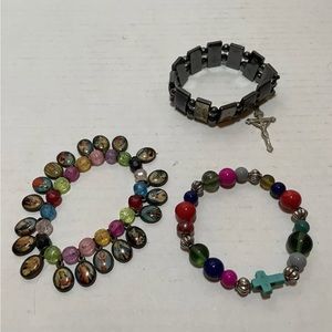 Catholic Religious Bracelets Jesus Mary Lot of 3